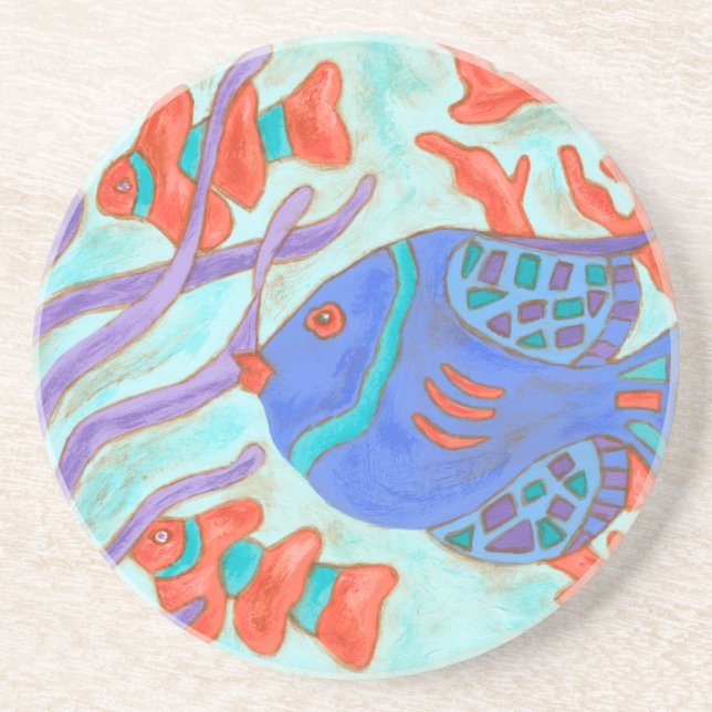 Pop-Coloured Fish Coaster (Front)