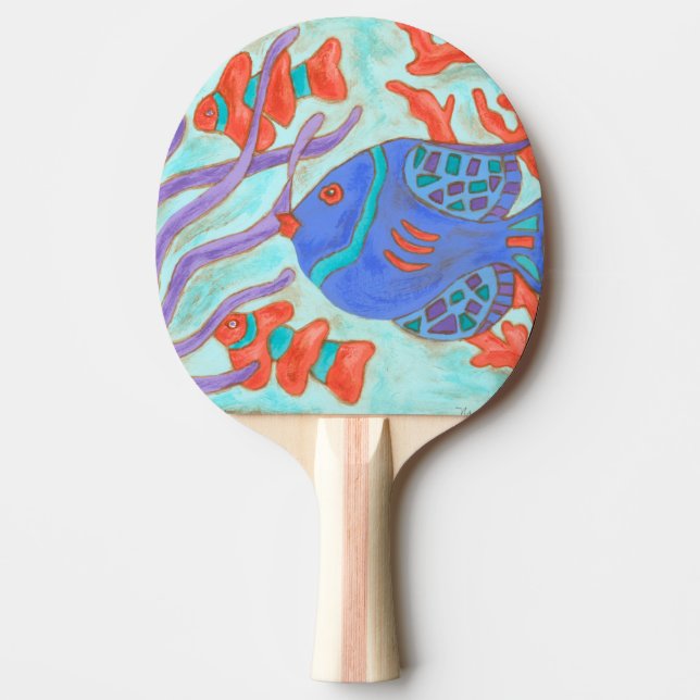 Pop-Coloured Fish Ping Pong Paddle (Front)