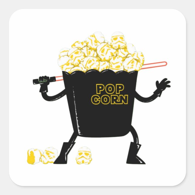 Pop Corn Square Sticker (Front)
