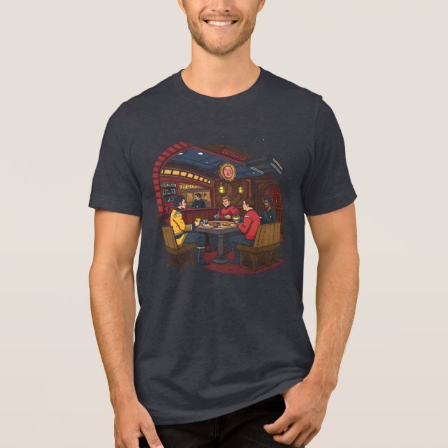 Pop Culture Mashup: Sci-Fi Crew in a Fantasy Taver Tri-Blend Shirt (Front)
