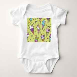 Pop Cute Ice Cream: Animal Pattern Baby Bodysuit