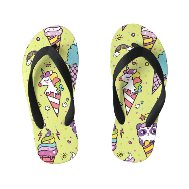 Pop Cute Ice Cream: Animal Pattern Kid's Jandals (Footbed)