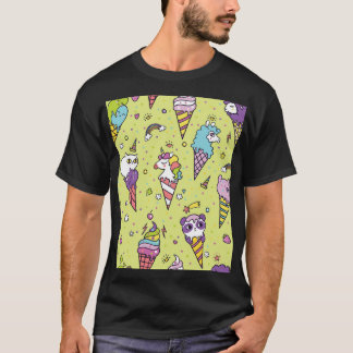 Pop Cute Ice Cream: Animal Pattern T-Shirt