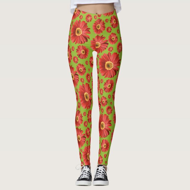 Pop Daisy Red Leggings (Front)