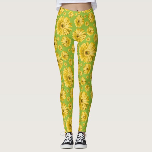 Pop Daisy Yellow Leggings (Front)