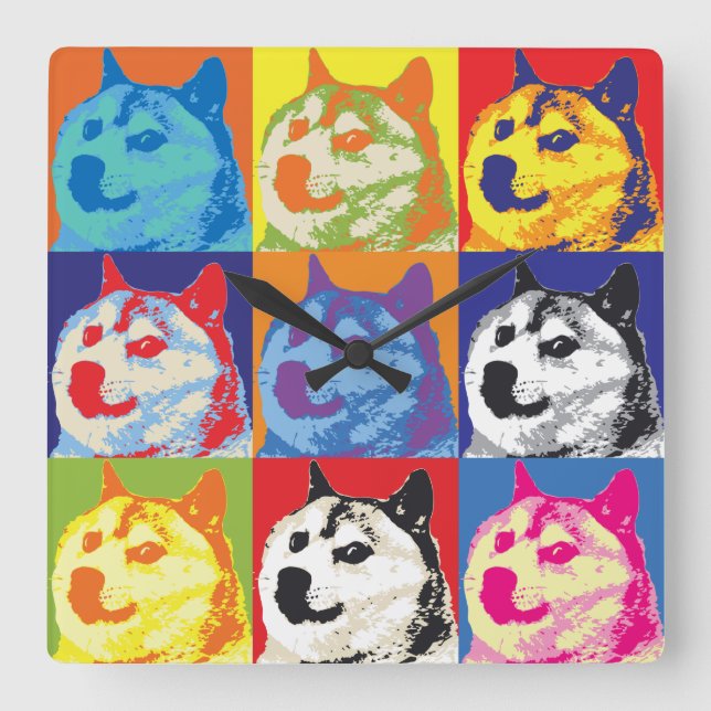 Pop Doge Square Wall Clock (Front)