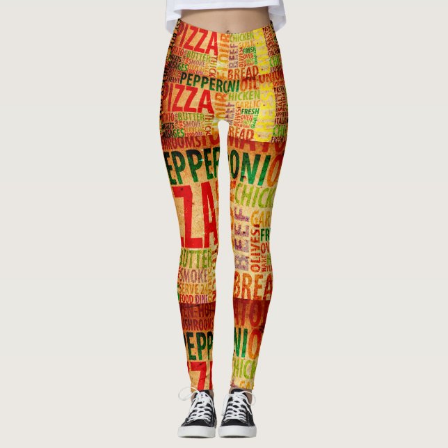 Pop Fashion Pizza Pizzaria Pizzeria Leggings (Front)