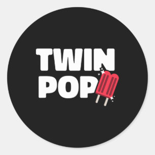 Pop Fathers Day Dad Of Twins  Classic Round Sticker