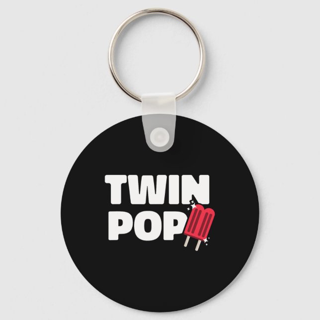 Pop Fathers Day Dad Of Twins  Key Ring (Front)