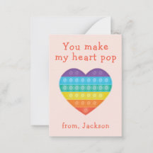 Pop fidget classroom valentine red note card
