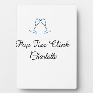 Pop fizz clink blue champagne bottle new year plaque