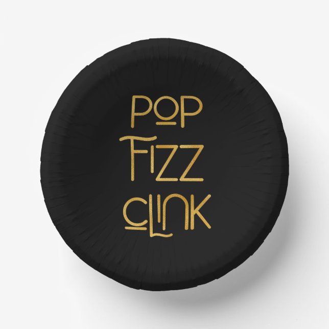 Pop Fizz Clink Elegant Typography Paper Plate (Front)
