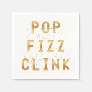 Pop Fizz Clink Faux Gold New Year's Napkin
