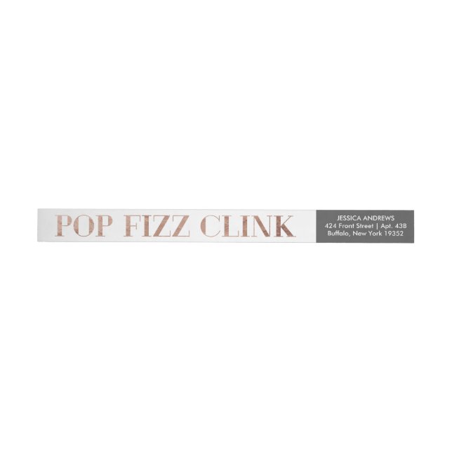 Pop Fizz Clink Faux Rose Gold Foil Holiday Label (Individual)