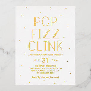 Pop Fizz Clink Foil Holiday Party Postcard