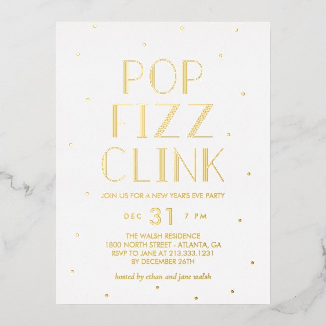 Pop Fizz Clink Foil Holiday Party Postcard (Front)