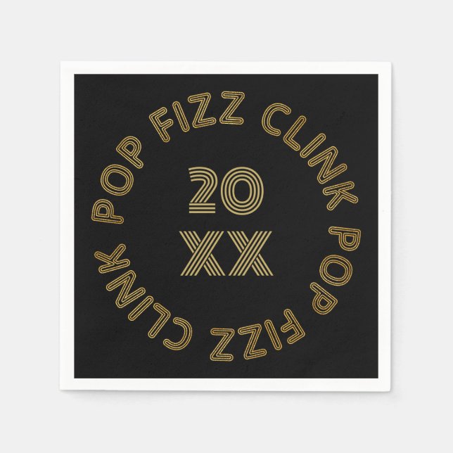 Pop Fizz Clink Modern Typography New Year's Eve Napkin (Front)