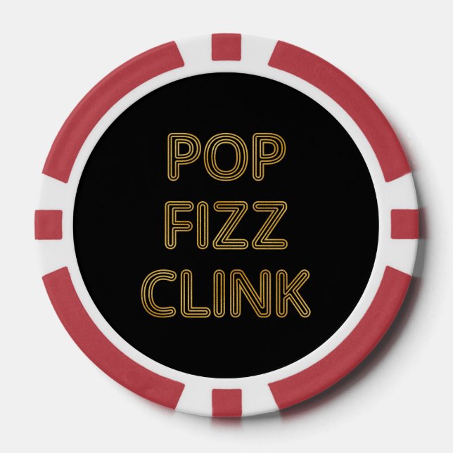 Pop Fizz Clink Modern Typography New Year's Eve Poker Chips (Front)