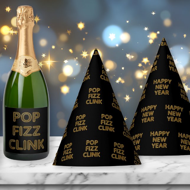 Pop Fizz Clink Modern Typography Party Hat (Creator Uploaded)