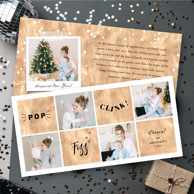 Pop Fizz Clink New Year Blocks 4 Photo Collage Holiday Card (Pop Fizz Clink New Year Blocks 4 Photo Collage Holiday Card @ fat_fa_tin)