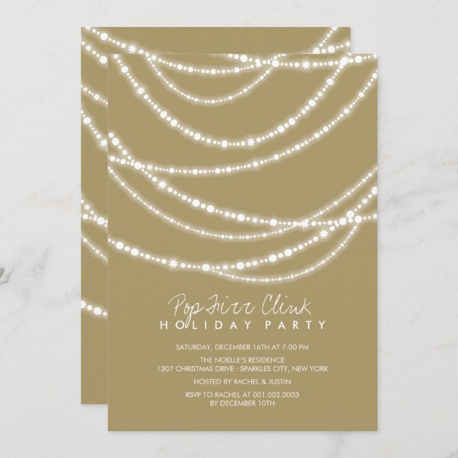 Pop Fizz Clink Sparkles Chic Holiday Party Invite (Front/Back)