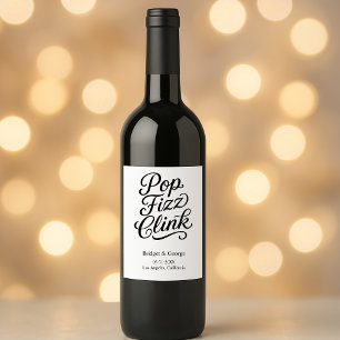 pop fizz clink typography - Elegant Charm  Wine Label
