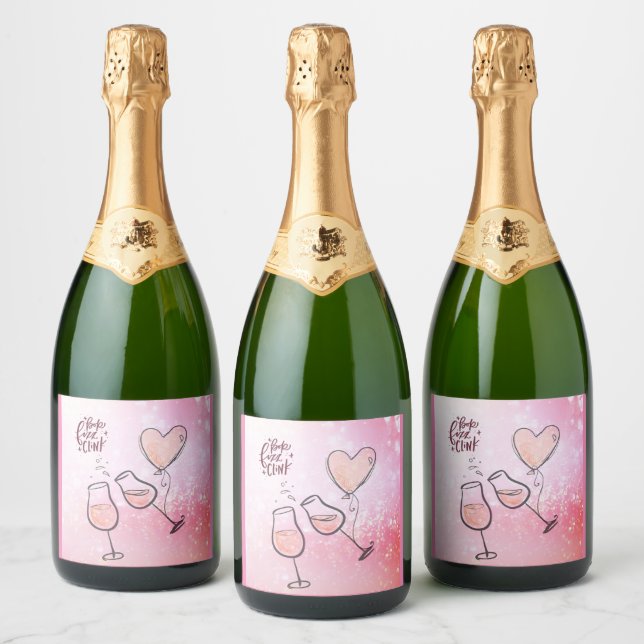 Pop Fizz Clink Wine Glass Sparkling Wine Celebrati Sparkling Wine Label (Bottles)