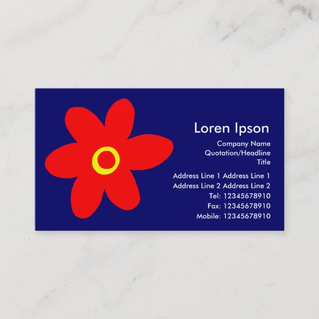 Pop Flower - Dark Blue Business Card (Front)