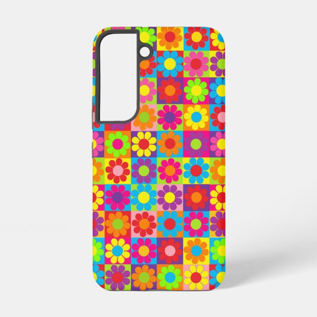 Pop Flower Power Squares Samsung Galaxy S22 Case (Back)