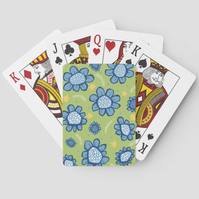 Pop Flowers blue Playing Cards (Back)