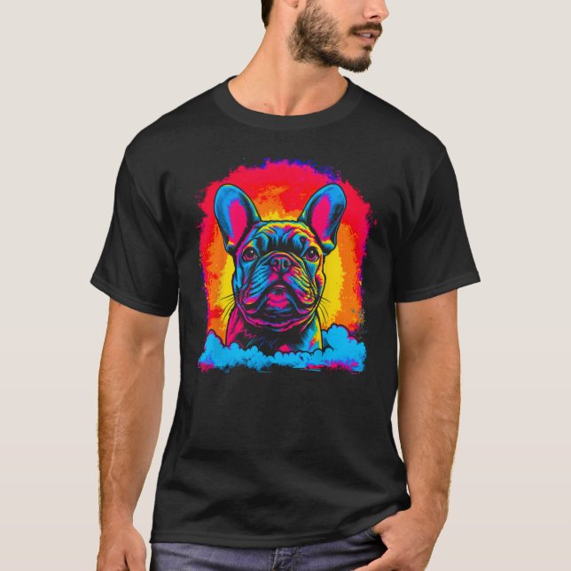 Pop French Bull Dog Sunset T-Shirt (Front)