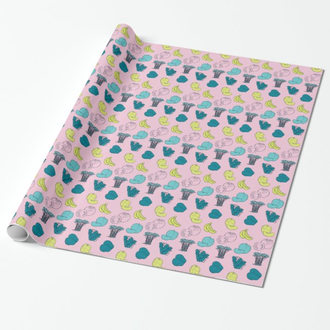 Pop Fruits and Vegetables Garden Wrapping Paper (Unrolled)