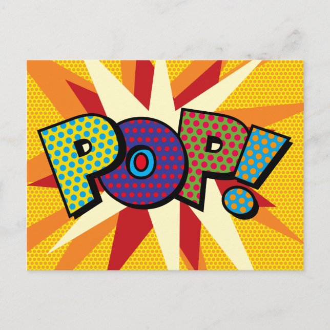 POP Fun Retro Comic Book Pop Art Announcement Postcard (Front)