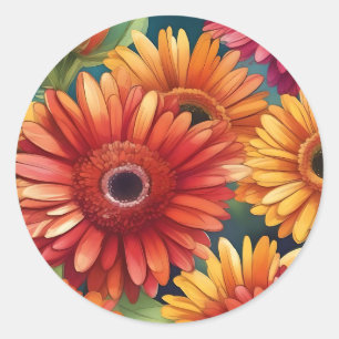 Pop Gerbera Daisy Pattern Classic Round Sticker