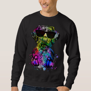 Pop German Wirehaired Pointer Dog Portrait Headpho Sweatshirt