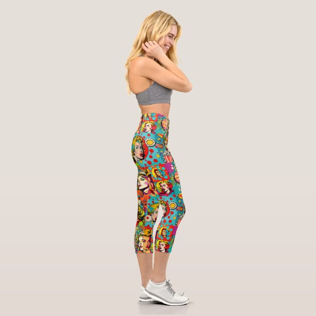 Pop Girl Art Comic 1 - Fun Capris Leggings (Right)