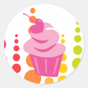 Pop Heart Cupcake Classic Round Sticker