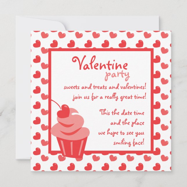 Pop Heart Cupcake Invitation (Front)