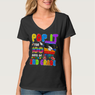 Pop It 100 Days Of 2nd Grade Fidget Toy Dabbing 10 T-Shirt
