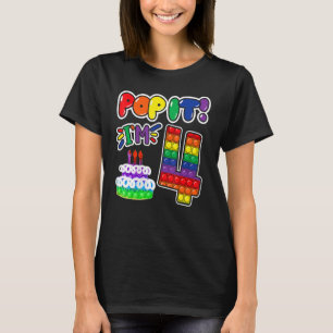 Pop It 4th Birthday Girls Boys 4 Years Old Fidget T-Shirt
