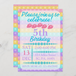 Pop It BIrthday Invitation