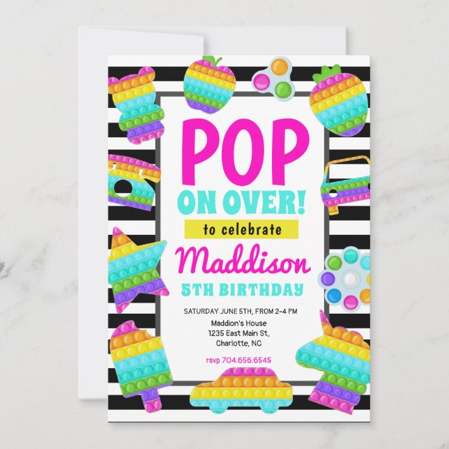 Pop It Birthday Invitation, Pop Fidget Invitation, Invitation (Front)