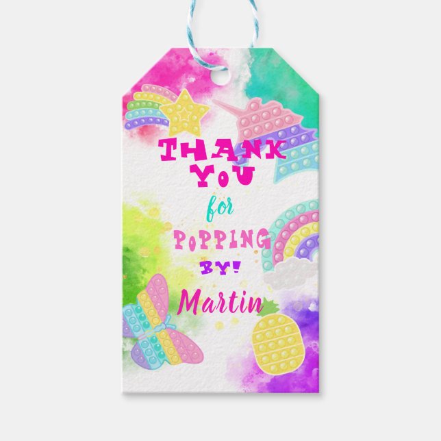 Pop It Birthday party 🥳    Gift Tags (Front)
