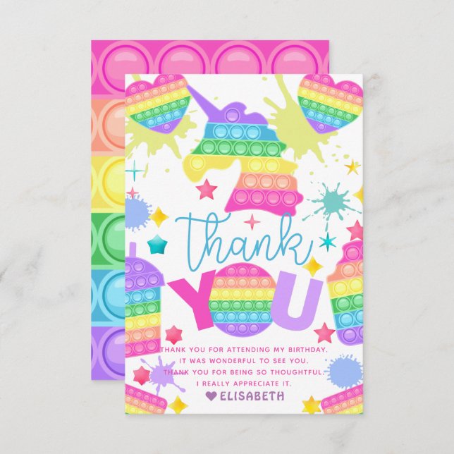 Pop It Birthday Personalised Thank You Card (Front/Back)