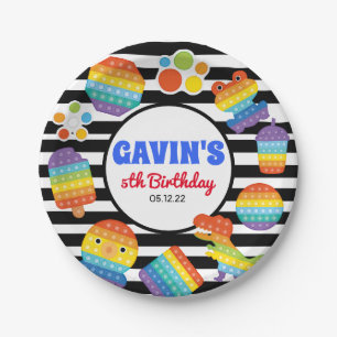 Pop It Birthday Plate, Fidget Birthday Plate 