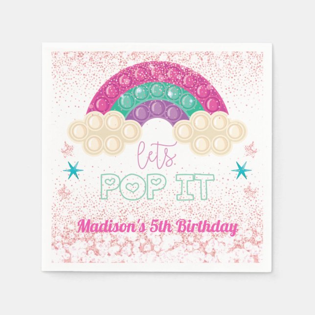 Pop It Birthday Rainbow Personalised Napkin (Front)