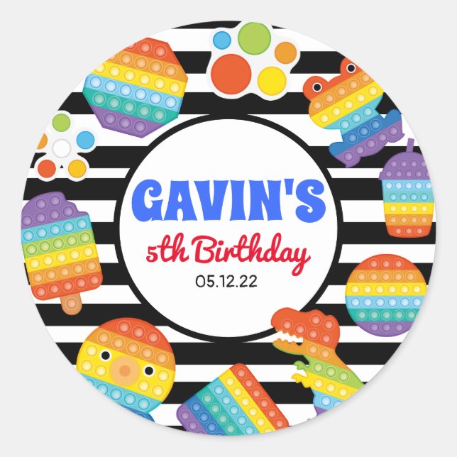 Pop It Birthday Sticker, Fidget Birthday Sticker (Front)