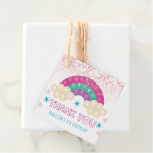 Pop It Birthday Thank you Rainbow Glitter Favour Tags