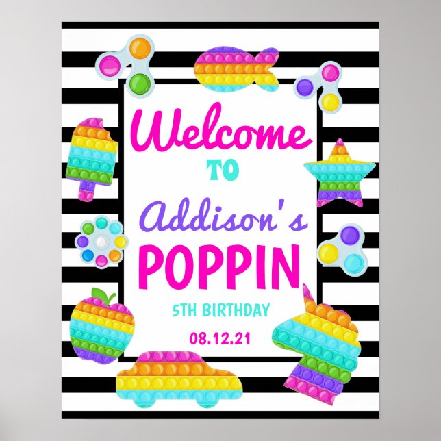Pop It Birthday Welcome Sign (Front)