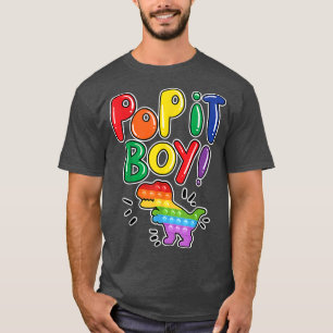 Pop It Boy Birthday Boy Dinosaur Fidget T-Shirt